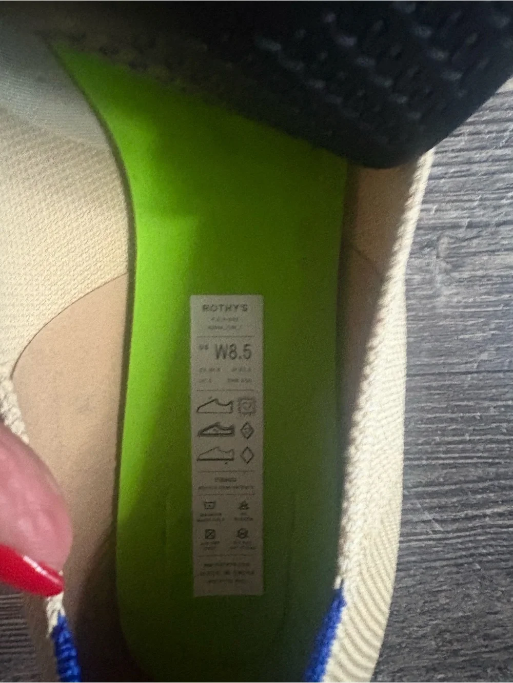 Rothy's Beige Pointed V-Cut Flats with Blue Trim